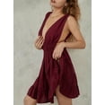 thumbnail image 4 of Faithtur Robe de Soirée pour Femmes Couleur Unie Sans Manches Col en V Profond Dos Nu Robe Fluide Robe de Bal Formelle, 4 of 9