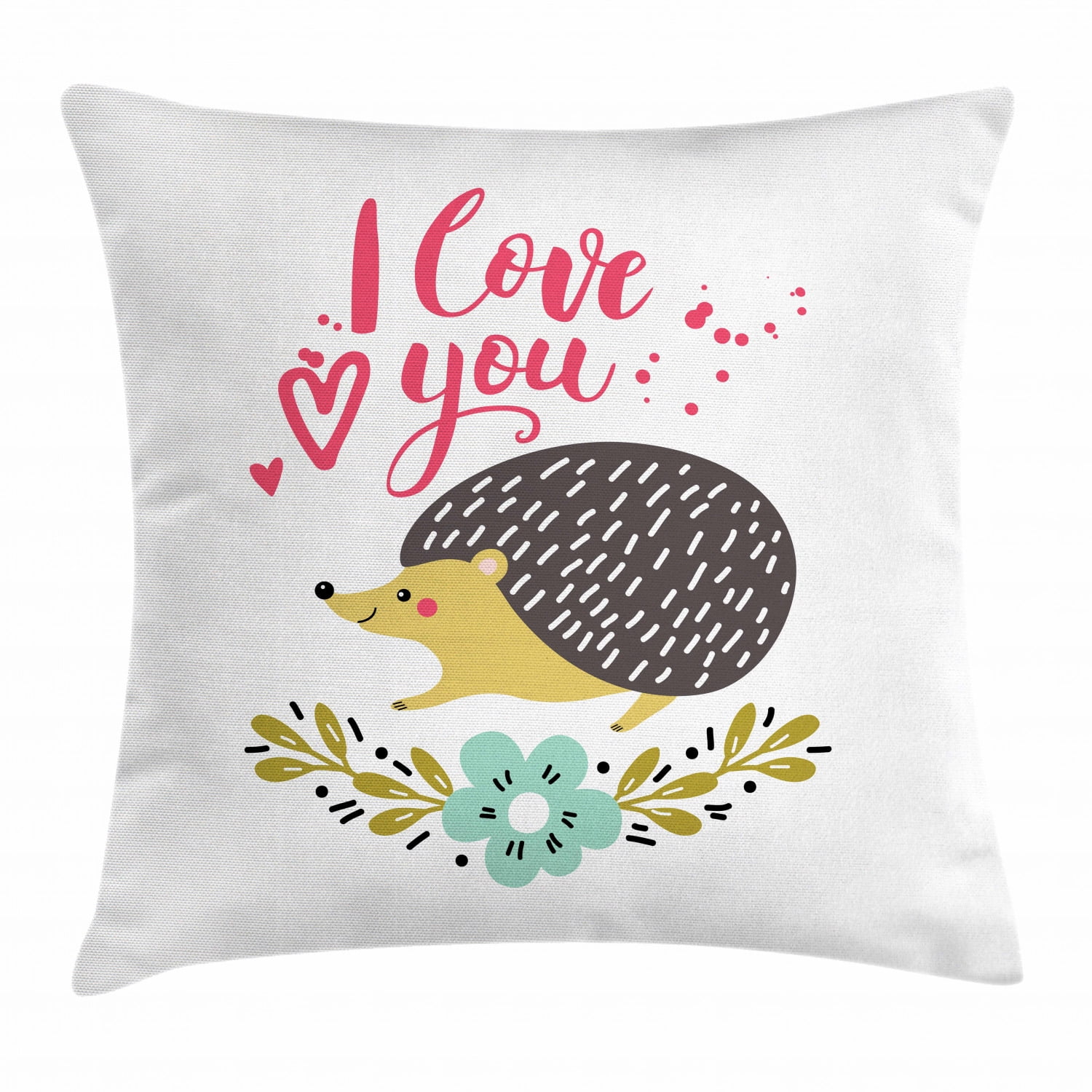 Hedgehog Throw Pillow Cushion Cover Ink Splatter Spotted I Love You Quote And Floral Wreath With Forget Me Not Flower Decorative Square Accent Pillow Case 16 X 16 Inches Multicolor By Ambesonne Walmart Com