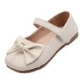 thumbnail image 3 of Viluyesy Girls Mary Jane Flats - Childrens Solid Bow Round Toe Soft Sole Low Heel Princess Dress Shoes Spring Summer White Size 13, 3 of 6