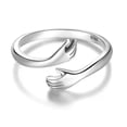 thumbnail image 1 of Anillo de abrazo de plata 925, moderno, versátil, ajustable, con manos abiertas para hija, mamá, hermana, esposa, amiga, abuela, oro blanco., 1 of 12
