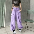 thumbnail image 2 of RYRJJ Parachute Pants for Women Y2K Streetwear Baggy Cargo Pants Drawstring High Rise Wide Leg Joggers Trousers with Multi-Pockets(Purple,M), 2 of 9