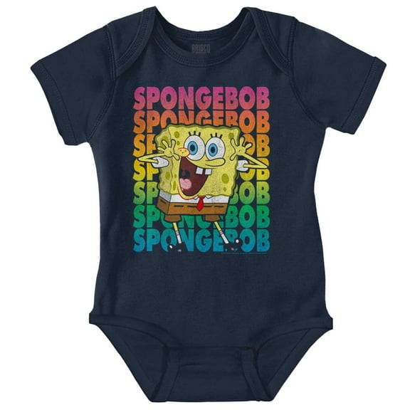 SpongeBob SquarePants Cartoon Rainbow Romper Boys or Girls Infant Baby Brisco Brands 12M