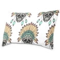 thumbnail image 2 of Skull with Indian Feather Hat Velvet Oblong Lumbar Plush Throw Pillow Cover/Shams Cushion Case - 20x26in - Decorative Invisible Zipper Design for Couch Sofa Pillowcase Only, 2 of 5