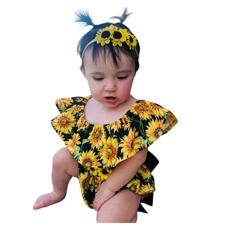

Larisalt Girl Bodysuit Long Sleeve Baby Girl Romper Fall Winter Clothes Ruffle Sweater Long Sleeve Bodysuit Jumpsuit and Headband Yellow