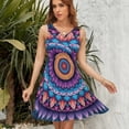 thumbnail image 7 of Mandala Pattern Purple Blue Sleeveless Dress Women Summer Evening Dresses Ladies Sundress, 7 of 7