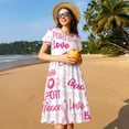 thumbnail image 4 of Honeii Breast Cancer Ribbons Awareness Print Women’s Short Sleeve Dress, Comfortable Casual Dress, Soft Polyester Spandex Blend, Stylish Everyday Wear for Summer, Perfect for Travel and Vacation, 4 of 6