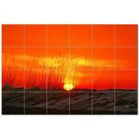 Sunset Ceramic Tile Mural Kitchen Backsplash Bathroom Shower, 401545-XL64