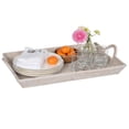 thumbnail image 2 of Kouboo Rattan Serving Tray with Handles for Breakfast, Decorative Tray for Storage, Rectangular Organizer Tray for Coffee Table, White Wash, 2 of 21