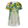 thumbnail image 5 of Raeneomay Summer Tops Curved Hem Flowy Shirts Women's Casual Round Neck Casual Button Printed Short Sleeve Blouse Short Sleeve Round Neck Blouse/Shirt, 5 of 5