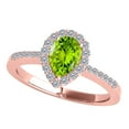 thumbnail image 3 of Mauli Jewels Rings for Women 1.40 Carat Diamond and Pear Shaped Peridot Ring 4-prong 10K Rose Gold, 3 of 6