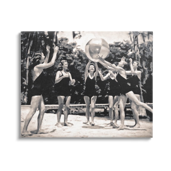 Stupell Industries Vintage Beach Girls Nature Photography Gallery Wrapped Canvas Print Wall Art, 20 x 16