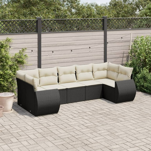 vidaXL Garden Sofa Set Black PE rattan Large Modular Outdoor Sofa Set