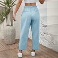 thumbnail image 5 of Seductiva Casual Pants for Women Womens Casual Cotton Linen Pants Lightweight Elastic Waist Cropped Pants Plus Size Solid Trousers Beach Pants Loose Fit, 5 of 5
