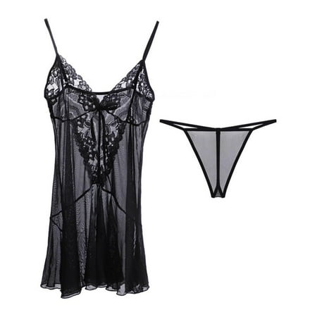 

SUANMAY Underwear Lace Pajamas Sexy People Babydoll Sexy Lingerie Women s Petticoat Lingerie Women s Pajamas Pajamas Lingerie Sexy Suits & Panties Valentine s Day Black