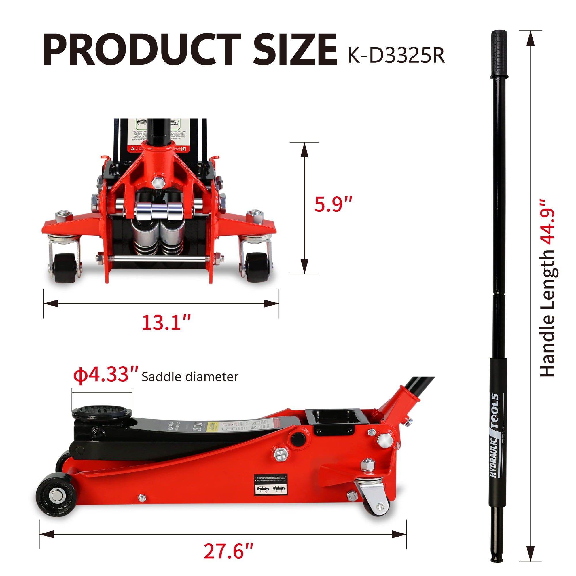 Aukfa Low Profile Floor Jack 2.5 Ton with Dual Piston Quick Lift Pump,Floor Jack Lifting Range 3.5"-19.5",Red
