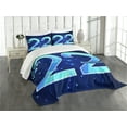 thumbnail image 3 of Ambesonne Blue Quilted Bedspread Set 3 Pcs, Happy Polygon Star, King Size, Dark and Sky Blue, 3 of 5
