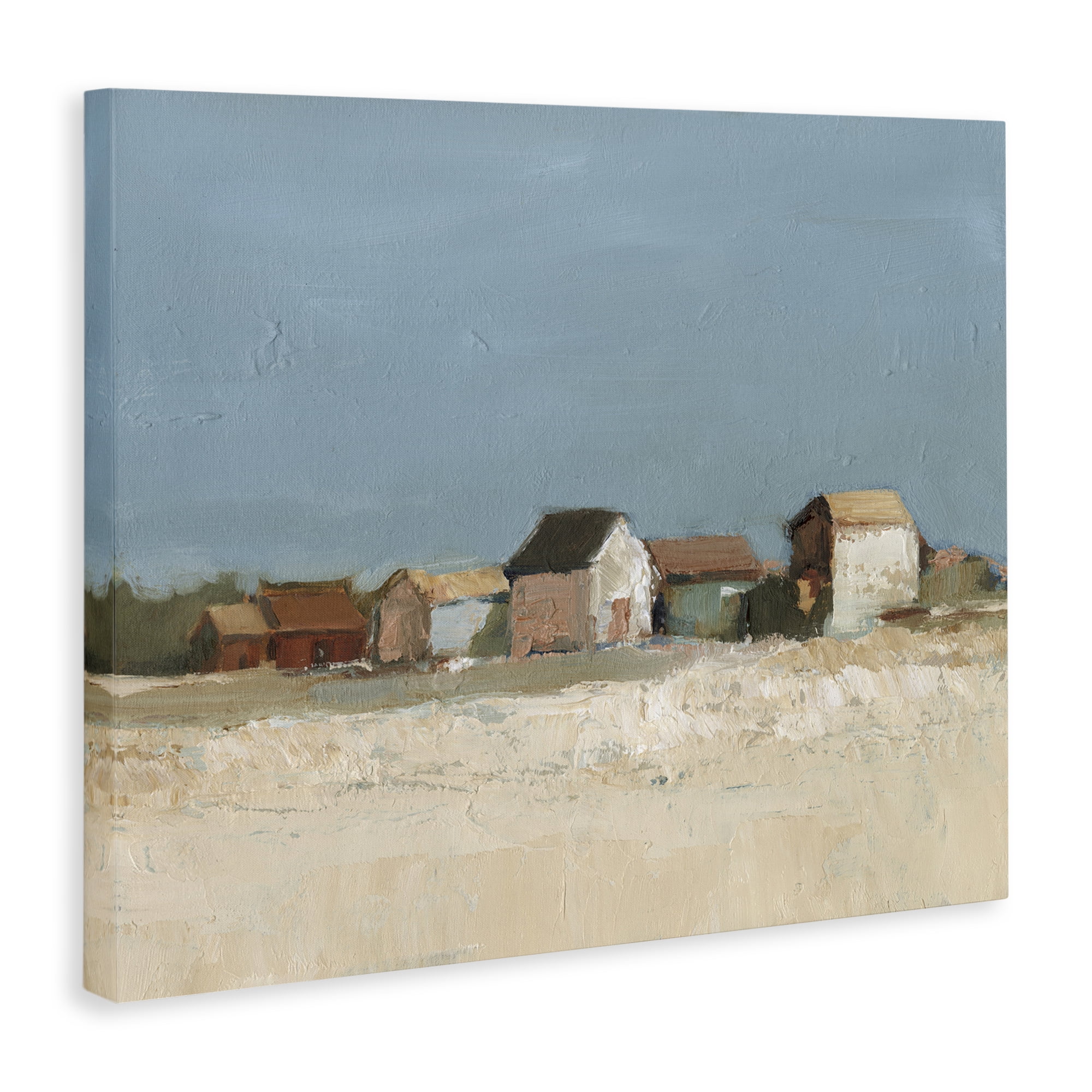 Stupell Industries Neighborhood in Distance Landscape & Nature Painting Wrapped Canvas Art Print Wall Art, 48 x 36