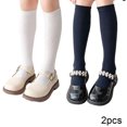 thumbnail image 2 of Godderr Kids Toddlers Girls Thigh High Socks Knee High Socks for Girls,2 Pairs White Thigh High Socks Baby Stockings,Big Girl Stockings Tube Socks for 3-12Y, 2 of 6