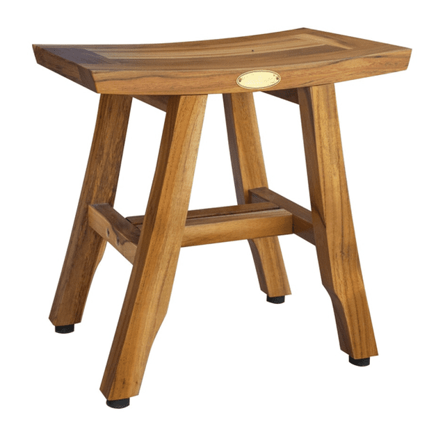 Banc de Douche / Extérieur en Teck Compact Curviligne avec Finition Naturelle