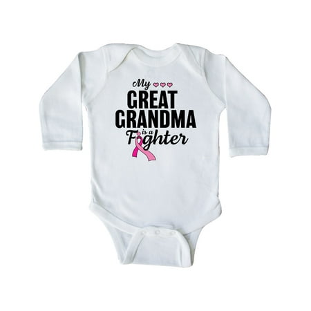 

Inktastic Breast Cancer Awareness My Great Grandma is a Fighter Gift Baby Boy or Baby Girl Long Sleeve Bodysuit