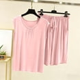 thumbnail image 2 of Bovxnpu Womens Pajamas Sets 2 Piece Short Sleeve Lounge Set Cotton Loose Crew Neck Short Sleeve Shorts Home Sleepwear, 2 of 8