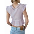 thumbnail image 2 of Women Lace Trim Shirts Sleeveless V Neck Flutter Sleeve Tie Front Cropped Tank Tops Slim Fit Tops Light S, 2 of 5