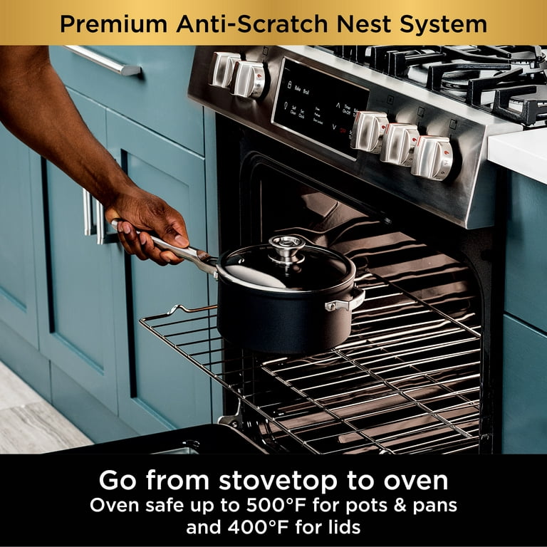 Ninja Foodi NeverStick Premium Anti-Scratch Nest System, 4-Piece Cookware Set C54000