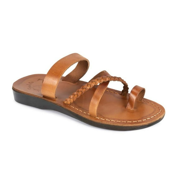 Sophia - Leather Braided Flat Sandal - Womens Sandals