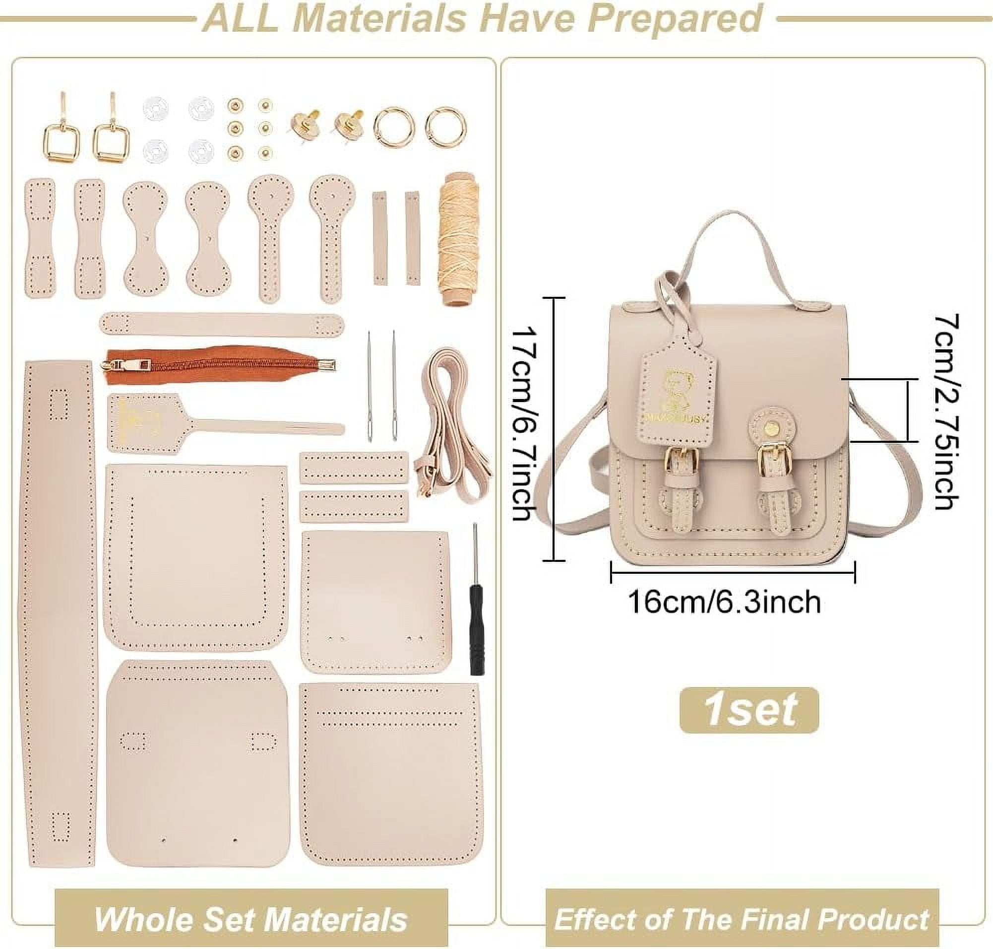 DIY Leather Shoulder Bag Making Kit PU Leather Crossbody Bag Sewing Pattern Materials Craft Kit Handicraft Women Messenger Bag Purse Making Supplies