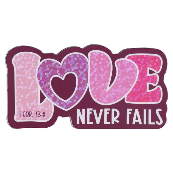 Christian Art Gifts Cute Decorative Inspirational Women & Girls Fridge Magnet: Love Never Fails