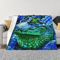 thumbnail image 1 of Balery Colorful Stained Glass Crocodile Manta de Franela con Dibujo, Lujo Ultra Suave y Cálido, Antipelusa y Resistente a las Arrugas para Cama, Sofá, Camping -60"x50", 1 of 6