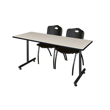 66 x 30 Kobe Training Table- Maple and 2 M Stack Chairs- Black