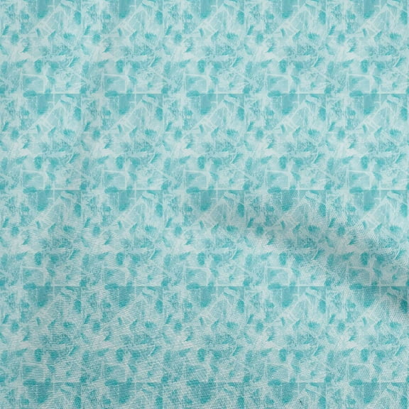 oneOone Polyester Lycra Turquoise Blue Fabric Leaves Fabric For Sewing Printed Craft Fabric By The Yard 56 Inch Wide