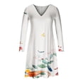 thumbnail image 4 of Vestido de jersey con cuello en V y manga larga estampado a la moda para mujer Fridja  yut4397, 4 of 5