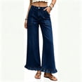 thumbnail image 4 of Womens Ruffle Wide Leg Jeans Cropped High Waisted Baggy Trendy Denim Pants with Pockets Stretch Jean, 4 of 9