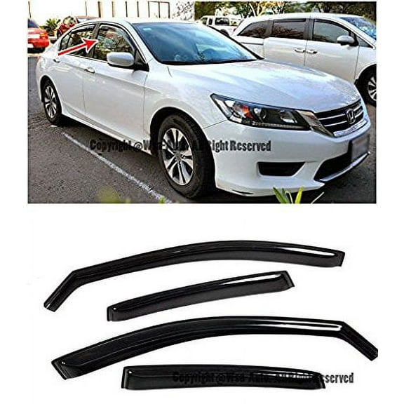 EOS Smoke Tinted JDM Style Side Window Visor Rain Guard - Honda Accord 4 Door Sedan 14-Up 2014 2015 2016 2017