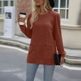 thumbnail image 2 of Besolor Womens 2024 Fall Sweaters Long Sleeve Tunic Tops Lightweight Casual Crewneck Pullover Blouse with Pockets, 2 of 7