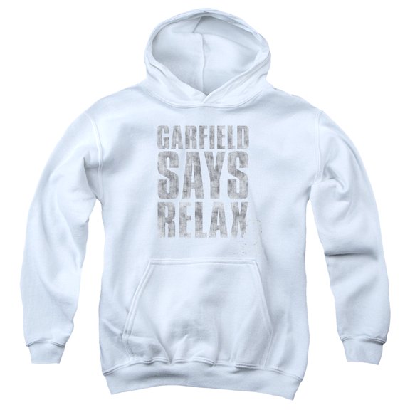 Garfield Relax Youth Pullover Hoodie Sweatshirt White