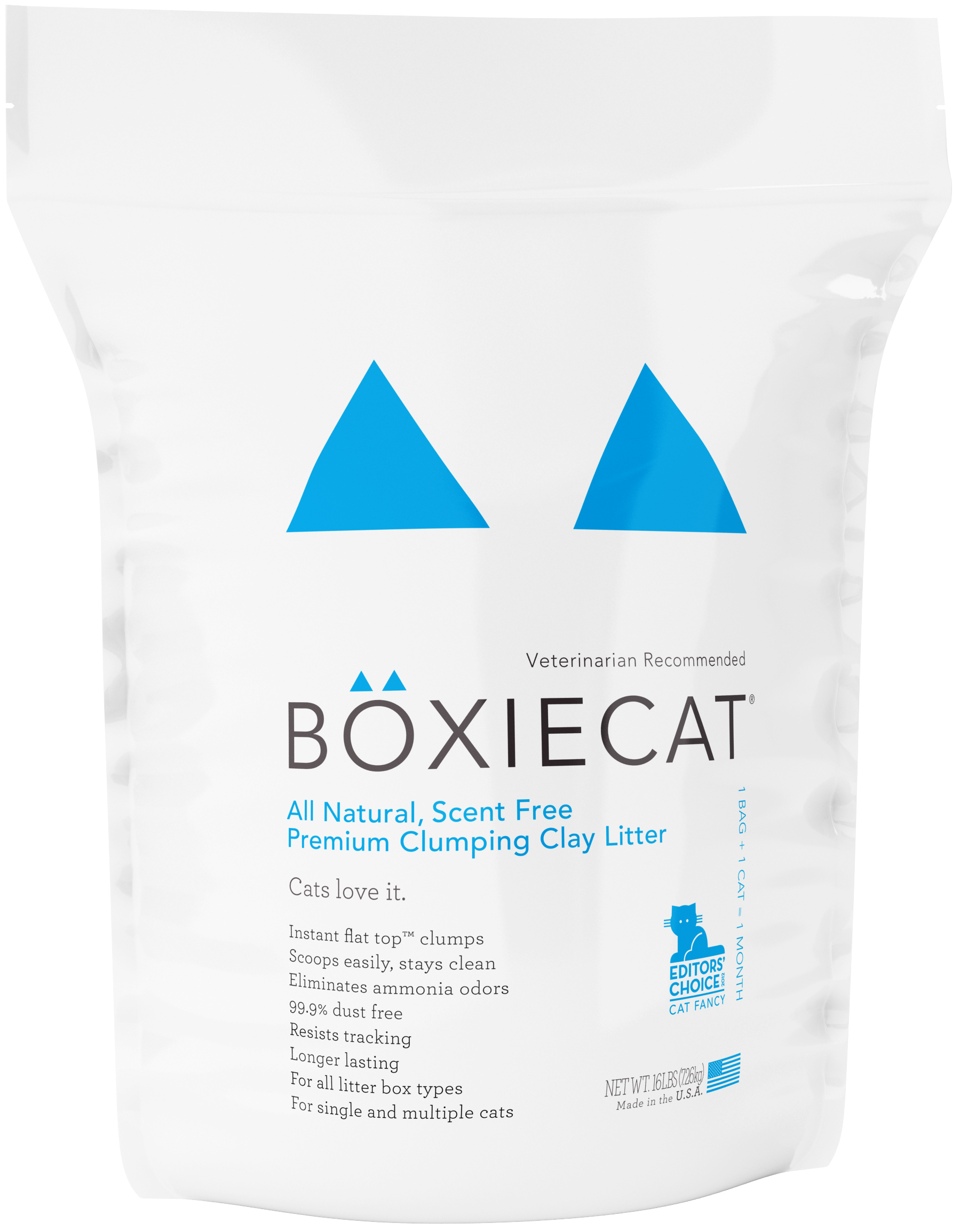 Boxiecat Unscented, Odor Control, Premium Clumping Clay Cat Litter, 16