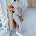thumbnail image 5 of M Mono de manga larga con cuello alto para mujer, peto de punto acanalado con cremallera, peleles ajustados con letras bordadas, pantalones largos, ropa deportiva para otoño, 5 of 5
