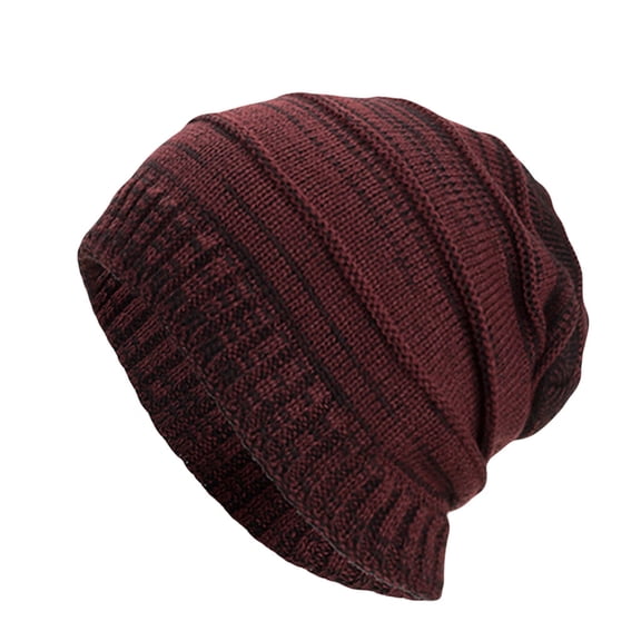 DOPI women Hat Unisex Skiing Plush Fashion Keep Warm Winter Hats Knitted Cotton Hat Wine Free size