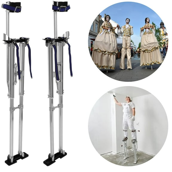 24-40 Inches Stilts Height Adjustable Silver Aluminum Tool for Adults Cleaning Painting Drop Ceilings Parades or Pruning Branches