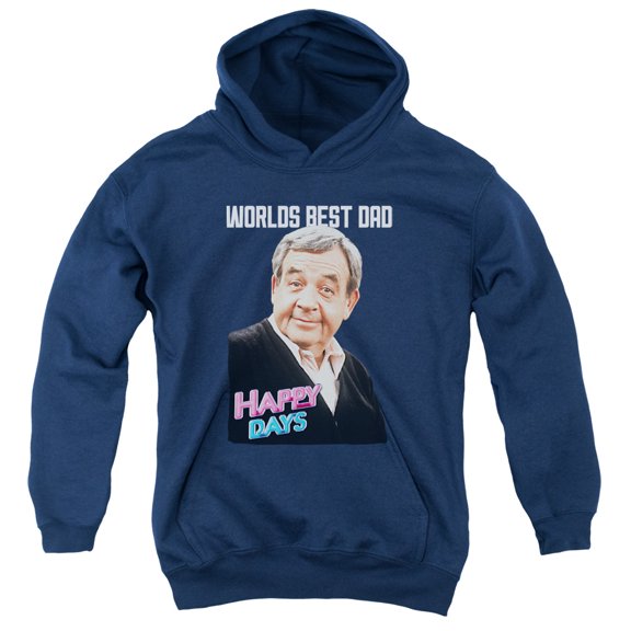 Happy Days Best Dad Youth Pullover Hoodie Sweatshirt Navy