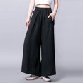 thumbnail image 2 of Sngxgn Wide Leg Pants for Women Casual High Waist Pants Loose Trousers(Black,L), 2 of 7