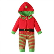 Jgppe Babys Girl Boy Outfits My First Christmas Long Sleeve Jumpsuit with Hat Unisex Romper 0-3 Years