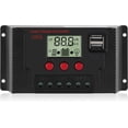 thumbnail image 1 of Controlador de carga 30A Regulador de carga del panel solar Identificación automática 12V / 24V con pantalla LCD y puerto USB de 5V, 1 of 2