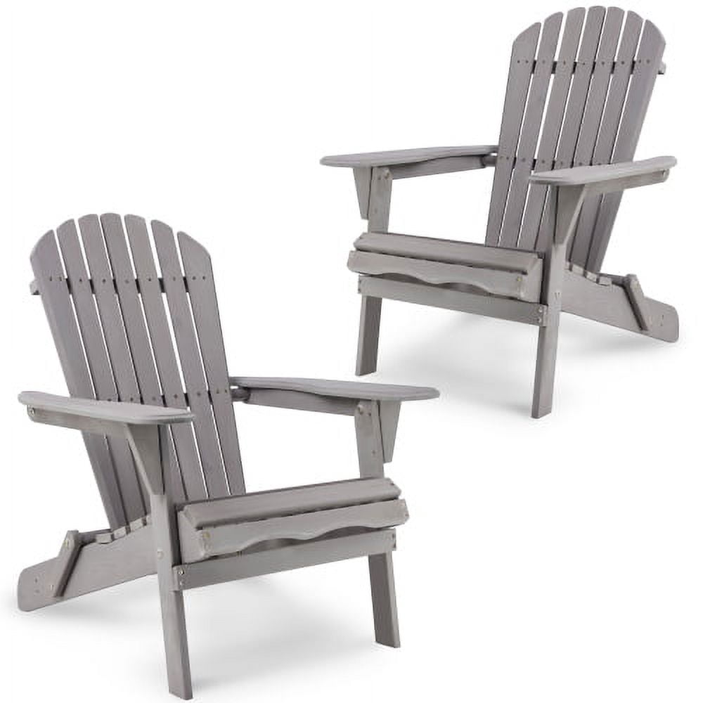Kevinplus Set of 2 Folding Adirondack Chair for Garden Outdoor, Lawn, Backyard, Gray