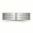thumbnail image 4 of Stainless Steel Brushed Grooved Three CZ Ring Size 7.5, 4 of 7