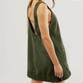 thumbnail image 6 of WIZUTIZ Womens Summer Dresses Casual Trendy Relaxed Fit Corduroy Mini Dress Solid Peplum Dress Round Neck Sleeveless Vacation Dress for Women's with Pockets Casual Party Dress Army Green S, 6 of 6