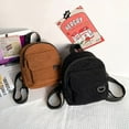 thumbnail image 4 of Casual Simple Corduroy Student Bookbags Solid Color Mini Backpack Traveling Backpacks PURPLE, 4 of 8
